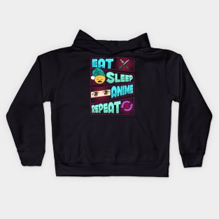 Cute & Funny Eat Sleep Anime Repeat Anime Lover Kids Hoodie